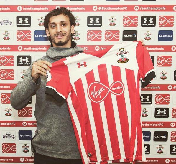  Italy international Manolo Gabbiadini with his new Southampton shirt