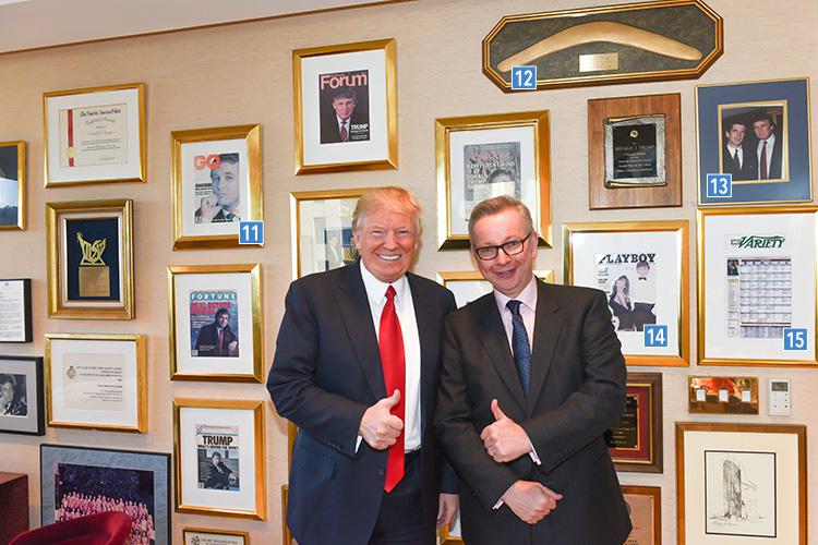  Mr Trump pictured with ex-Cabinet Minister Michael Gove who interviewed the President-elect