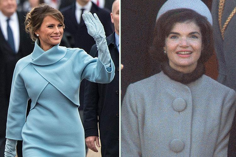  WINNER . . . Melania’s powder-blue Ralph Lauren suit recalled 1961 inauguration look