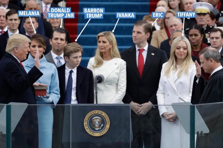  Trump was surrounded by his family, including his 10-year-old son Barron