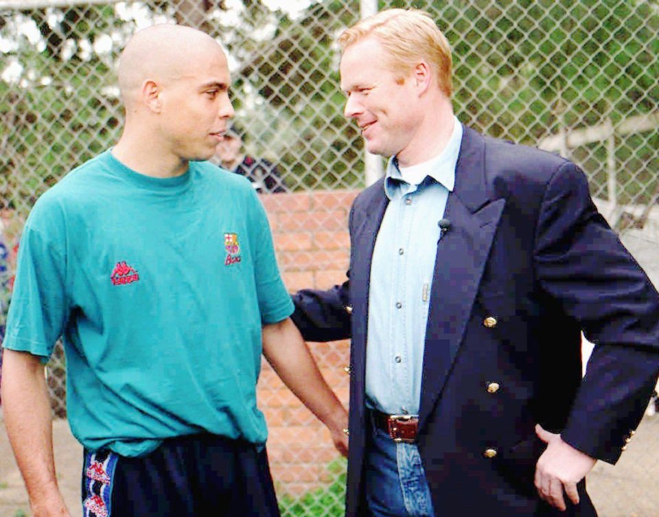  Ronald Koeman with Barcelona's Ronaldo during 1996-97 campaign