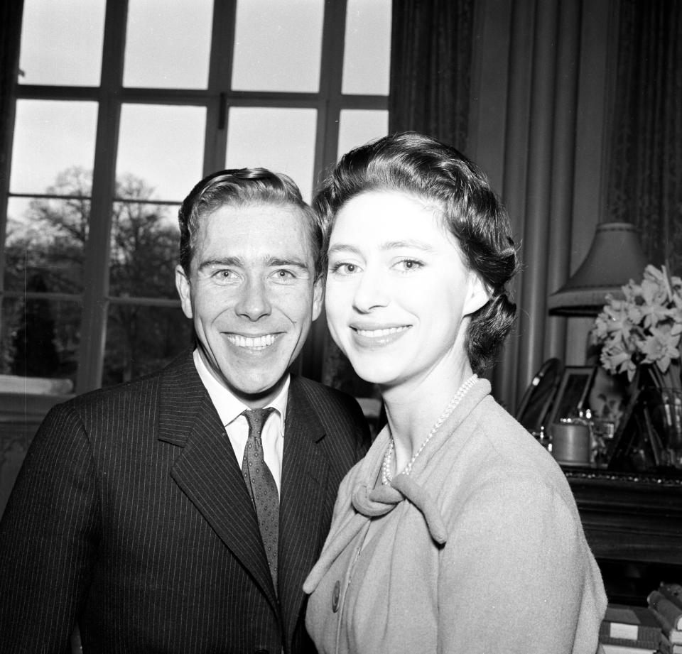  Happy couple Princess Margaret and Lord Snowdon spending the weekend at Royal Lodge, Windsor with The Queen Mother following their engagement