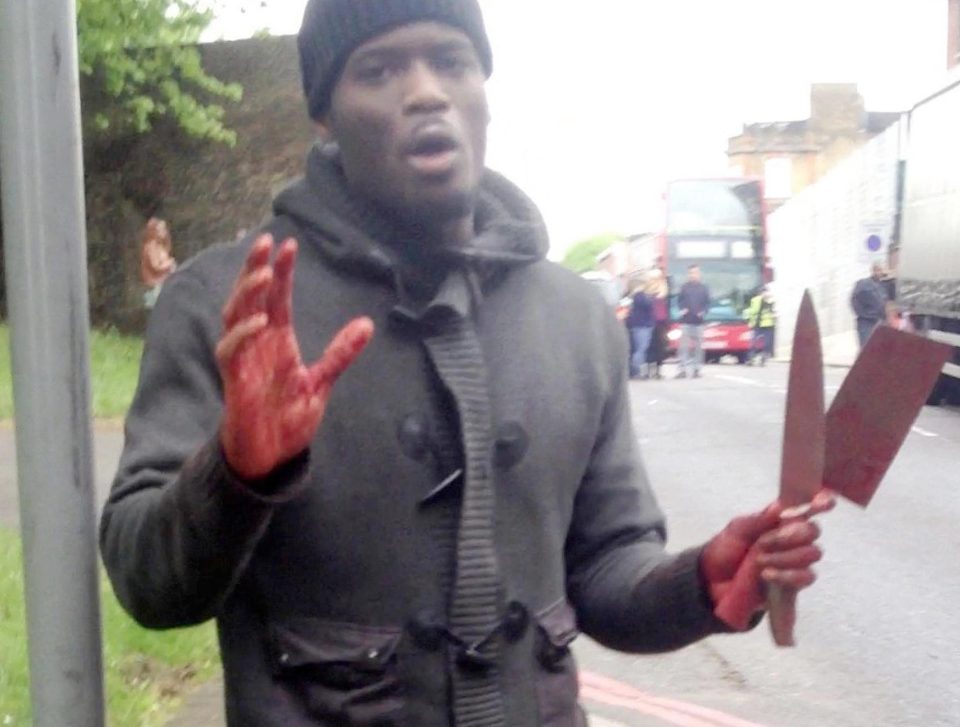  Muslim extremist Michael Adebolajo at Lee Rigby murder scene