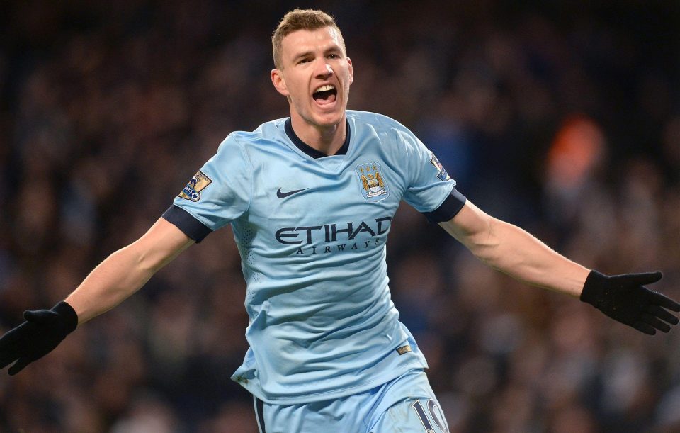  100 up...Eden Dzeko banged in City's 100th goal in 2014 under Manuel Pellegrini