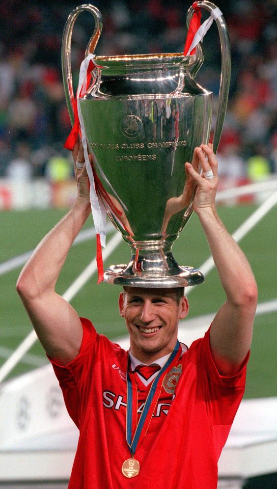  Stam celebrates United's 1999 Champions League win