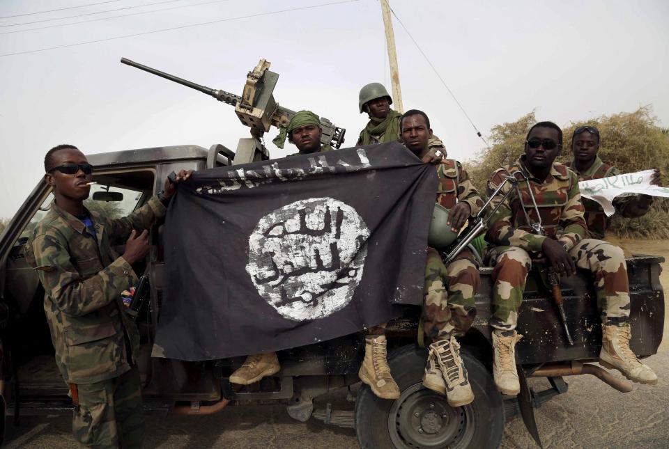  Members of Nigerian Islamist group Boko Haram pictured in March 2015