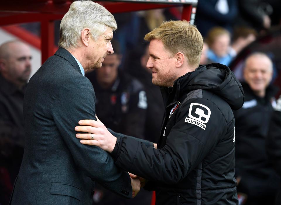  Arsene Wenger and Eddie Howe lock horns again on Tuesday night