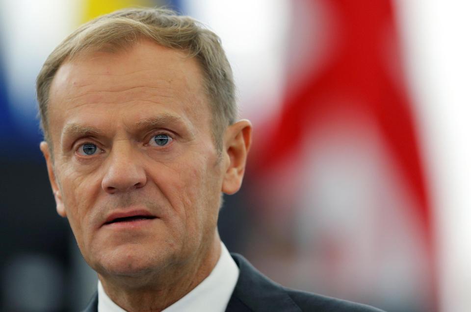  Donald Tusk gave a cautious welcome to Theresa May's "realistic" speech