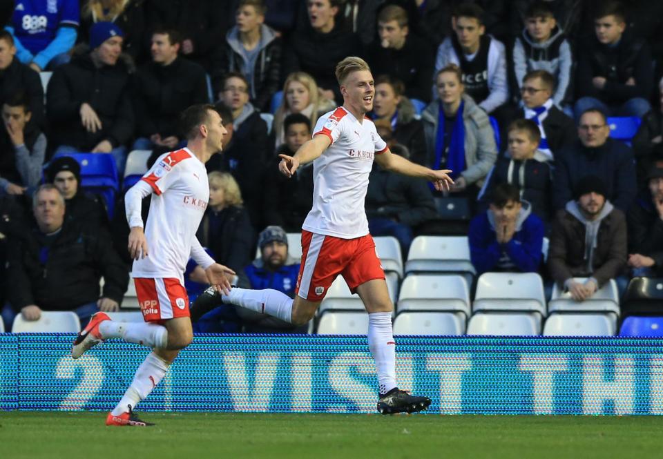  Barnsley's Marc Roberts celebrates scoring