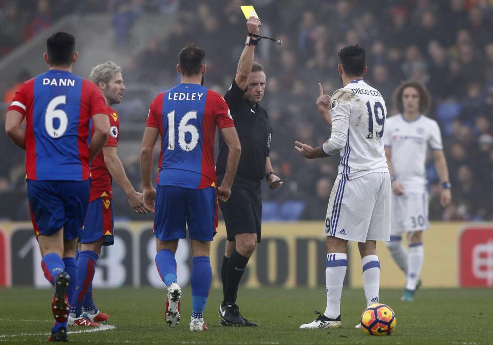  Diego Costa went three months without getting booked before this yellow card at Crystal Palace