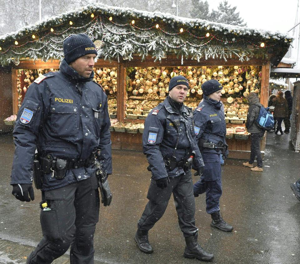  Police patrol the Austrian capital Vienna in December in the wake of the Berlin Christmas market attack