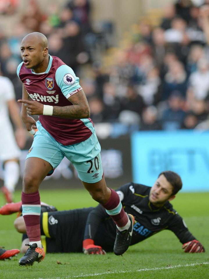  Andre Ayew will be missing for West Ham on Saturday