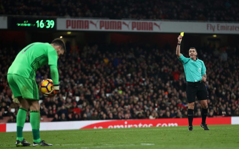  Ben Foster is booked for time wasting against Arsenal