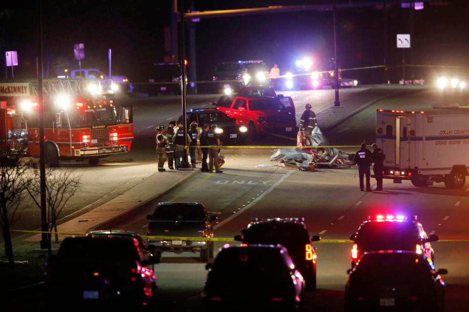  The wreckage of the other aircraft involved in the collision on a nearby road