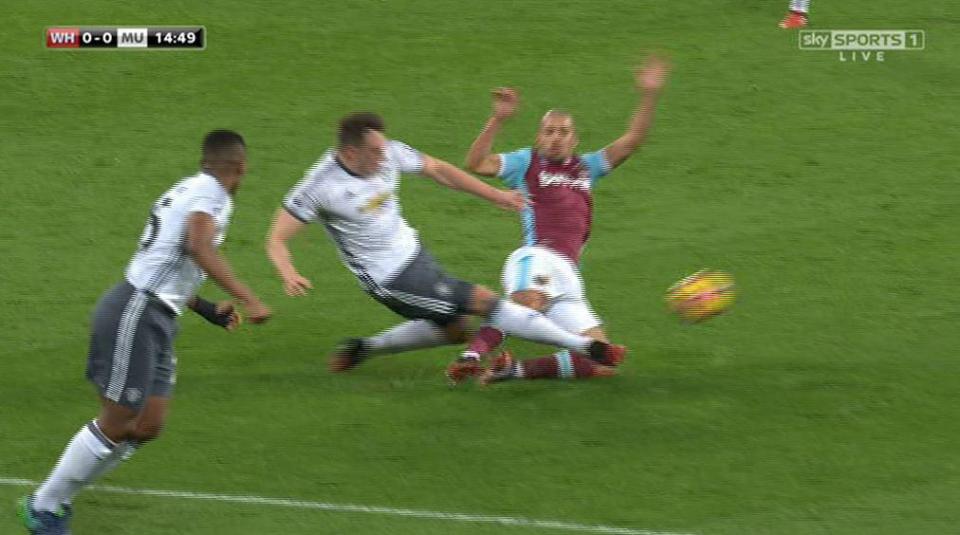  Soufiane Feghouli's tackle on Phil Jones earned him a red card