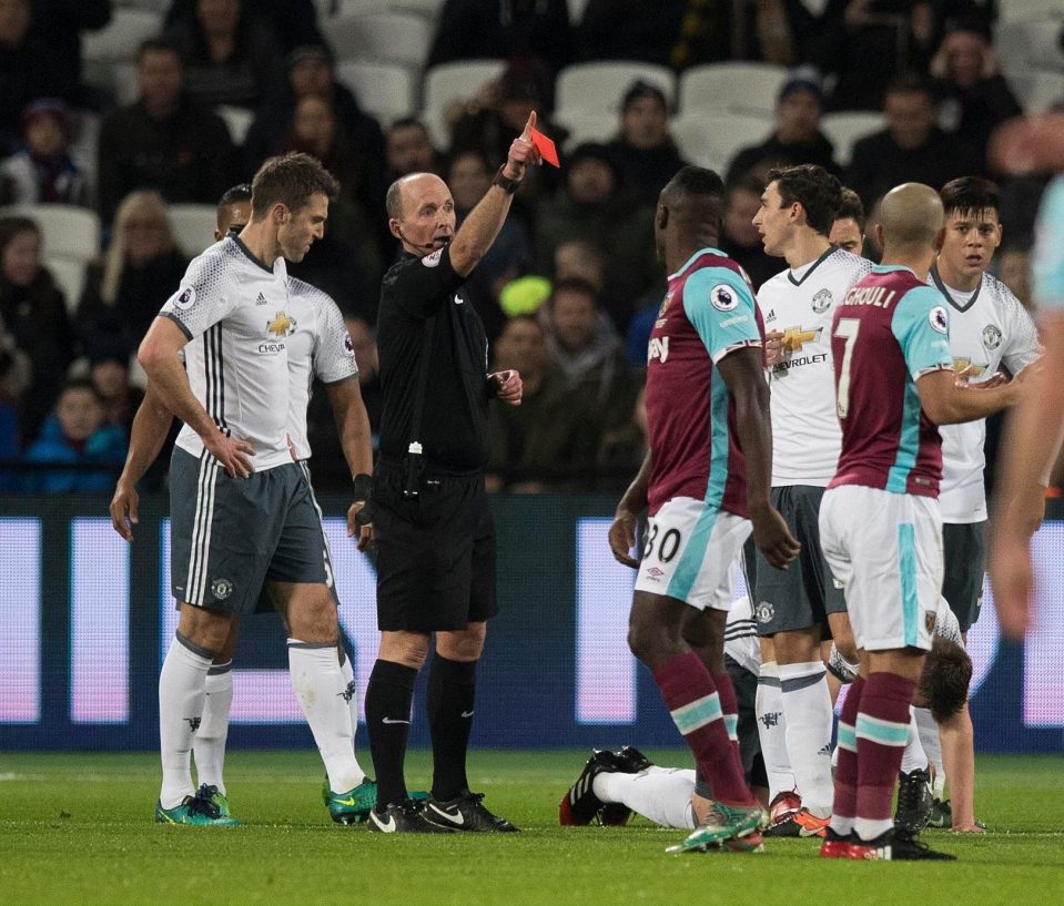  West Ham were furious when Dean sent off Sofiane Feghouli for a late tackle