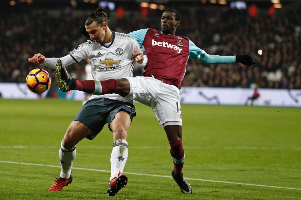  Dean was accused of threatening to send off Pedro Obiang (right) for 'looking at him'