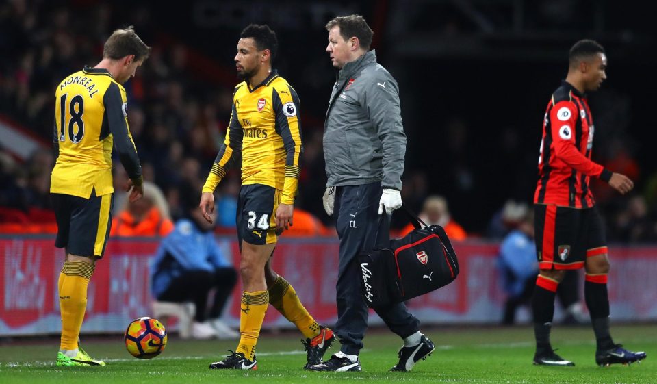  Francis Coquelin lasted just 28 minutes against the Cherries