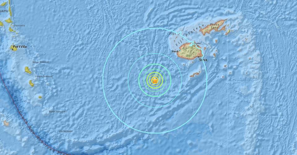  An earthquake with a magnitude of 7.2 struck 284 kilometres off the coast of Fiji