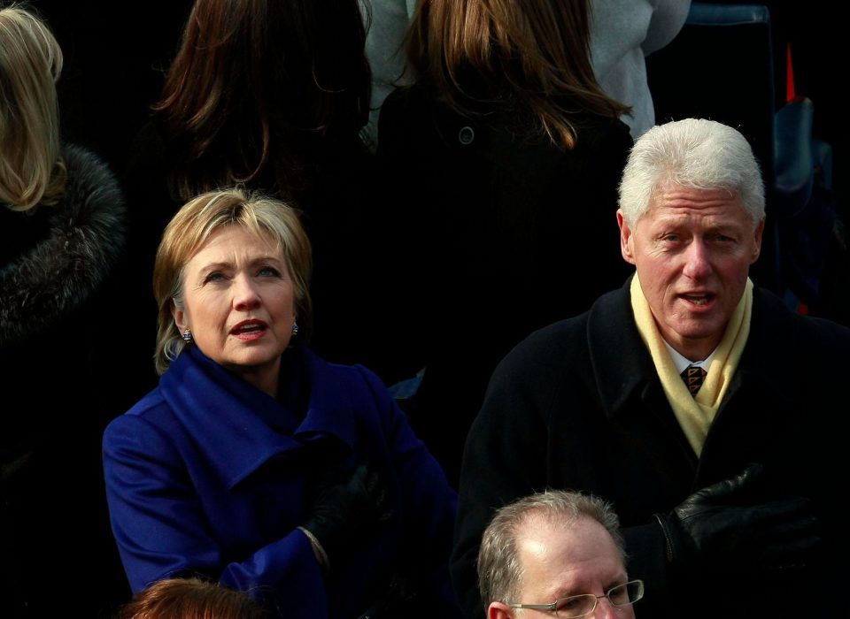  Hillary and Bill Clinton at Obama's ceremony in 2009 ... She will be watching from the sidelines again