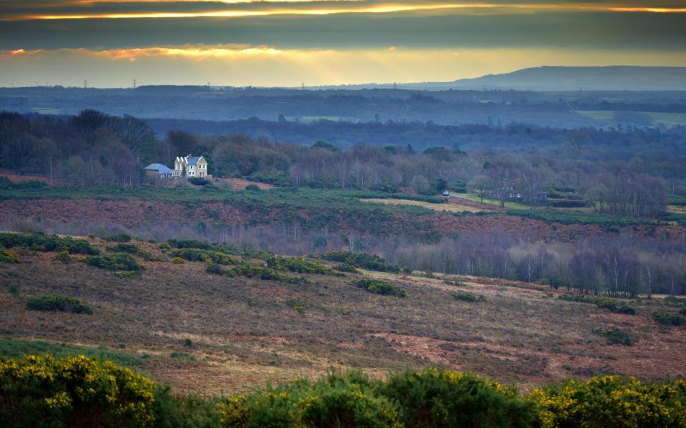  Dramatic sky over the Ashdown Forest near Nutley, setting for the Winnie the Pooh stories, as temperatures begin to rise