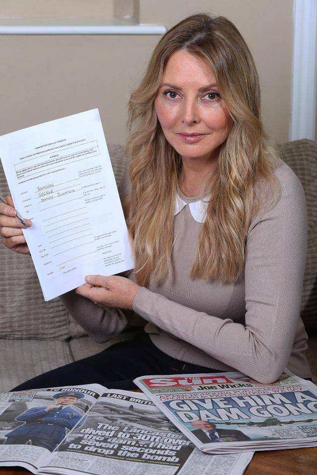  Carol Vorderman has sent an application to Parliament nominating Johnny for a knighthood