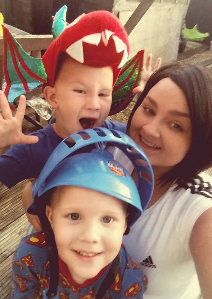  Amy, pictured with her two boys, was diagnosed with breast cancer two years ago