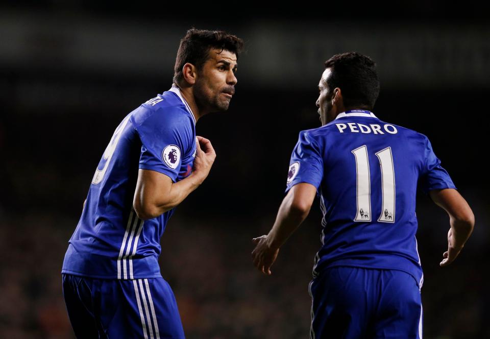  Costa had a bust-up on the pitch with teammate Pedro at Tottenham