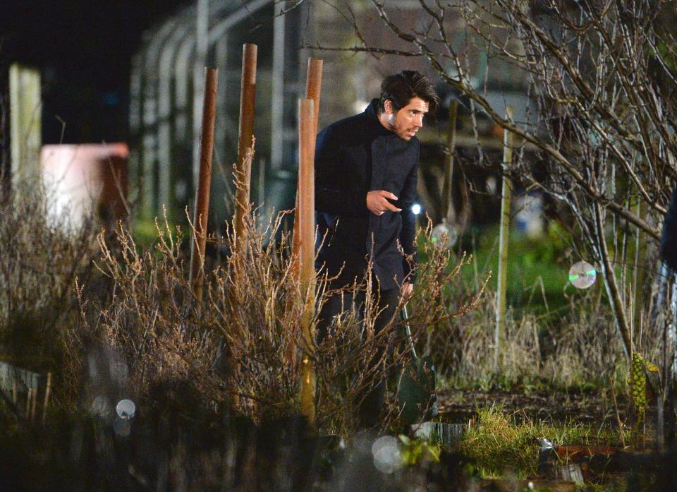  Sam Robertson Adam Barlow) has been snapped filming by Tim's allotment