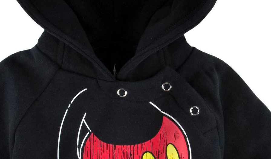  Officials found the three-snap closure on the front side of the hoodie could pop out easily - which could potentially cause a child to choke on a loose part