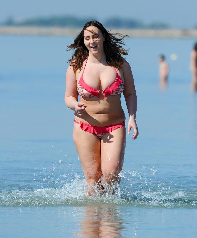  Chanelle couldn't hide her delight as she walked through the surf