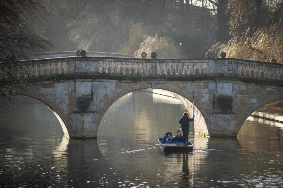  Punters out on the river Cam in Cambridge this morning after a cold January morning