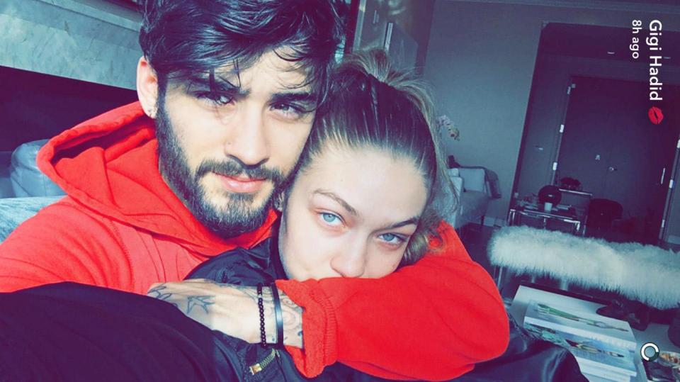  The ex 1D star gave the model a huge bear hug as she went make-up free