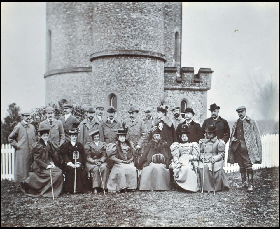  Prince Edward (later King Edward VII), pictured centre, posed for a photograph in the grounds of the castle with the 5th Eark if Carnarvon after attending a shooting party