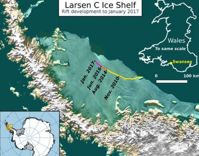  Scientists say the huge piece of ice will break off over the next few months