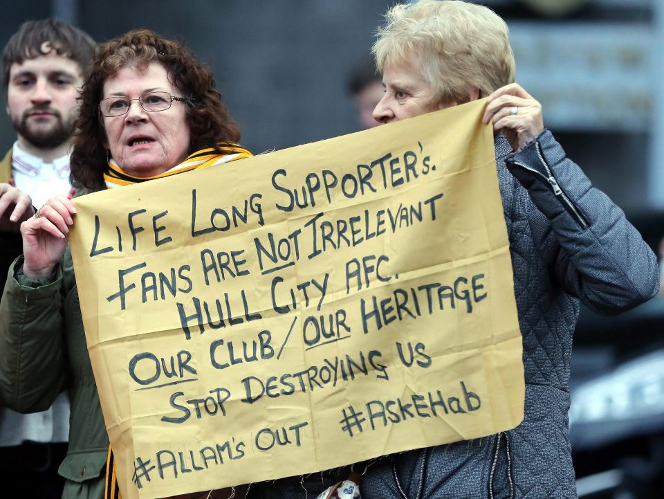  Hull fans have protested at the owners of the club in the past