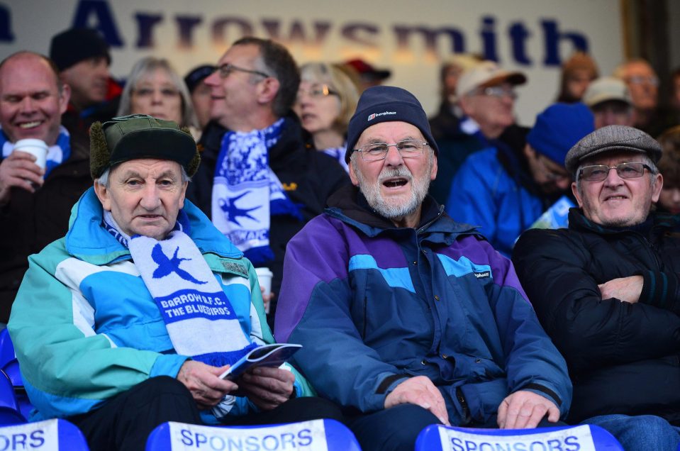  Barrow fans watched their team go out of the FA Cup to Rochdale