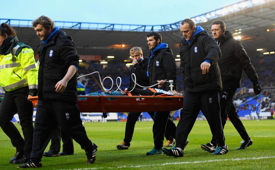  Mitrovic was stretchered off with an oxygen mask