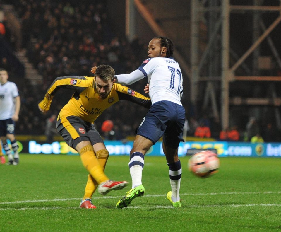  Aaron Ramsey scored the equaliser just two minutes into the second half at Preston