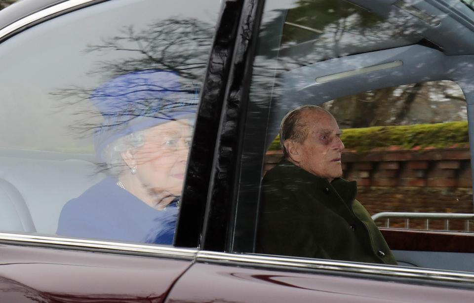  The Queen was joined by her husband the Duke of Edinburgh for the service