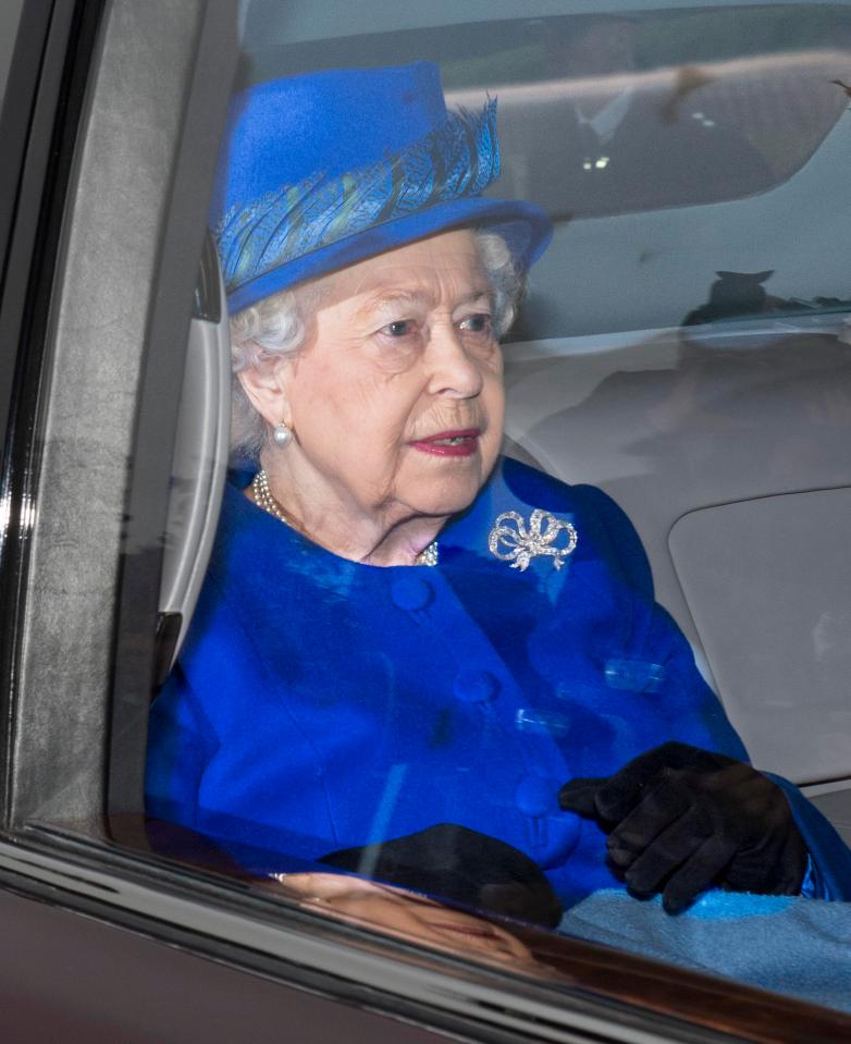  Queen Elizabeth arriving to attend the morning church service at St Mary Magdalene Church in Sandringham