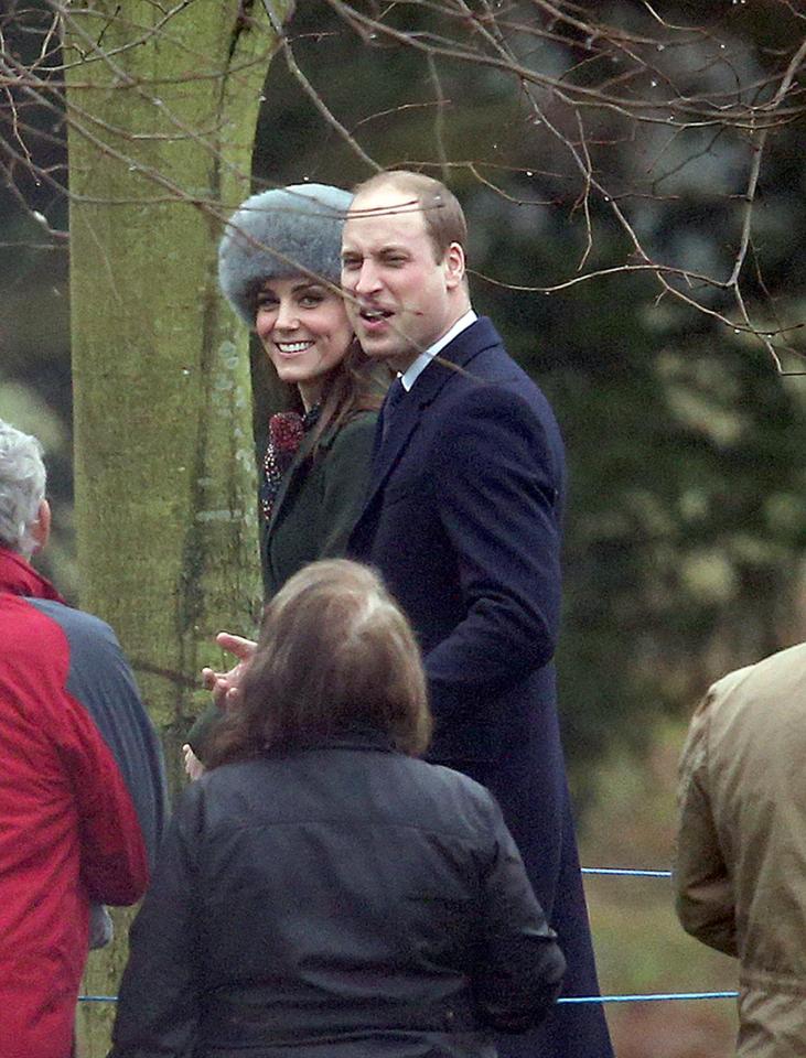  The Duke and Duchess of Cambridge pictured leaving after attending the morning church service