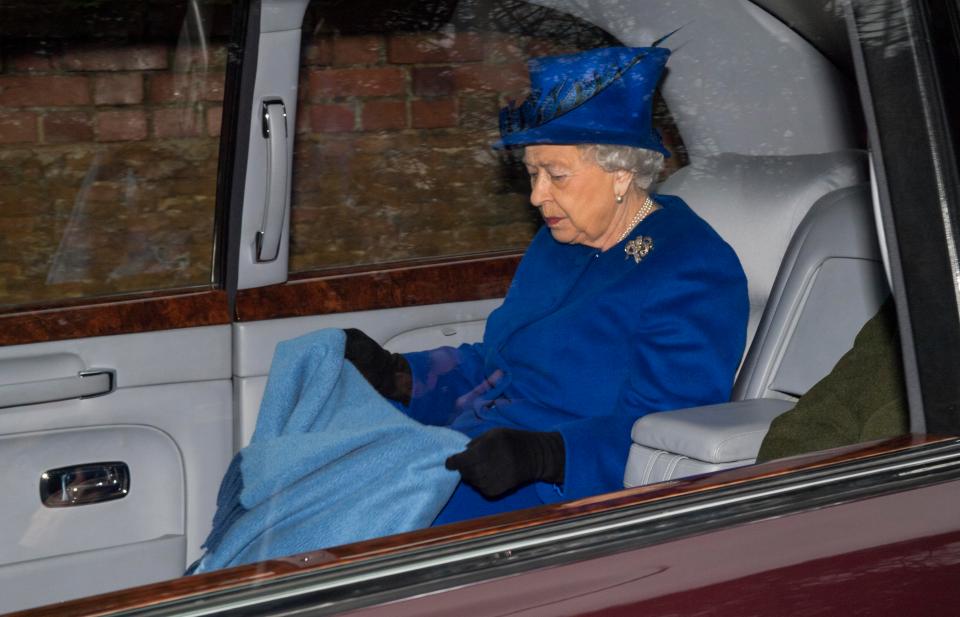  Her Majesty kept a blanket over her knees during the journey