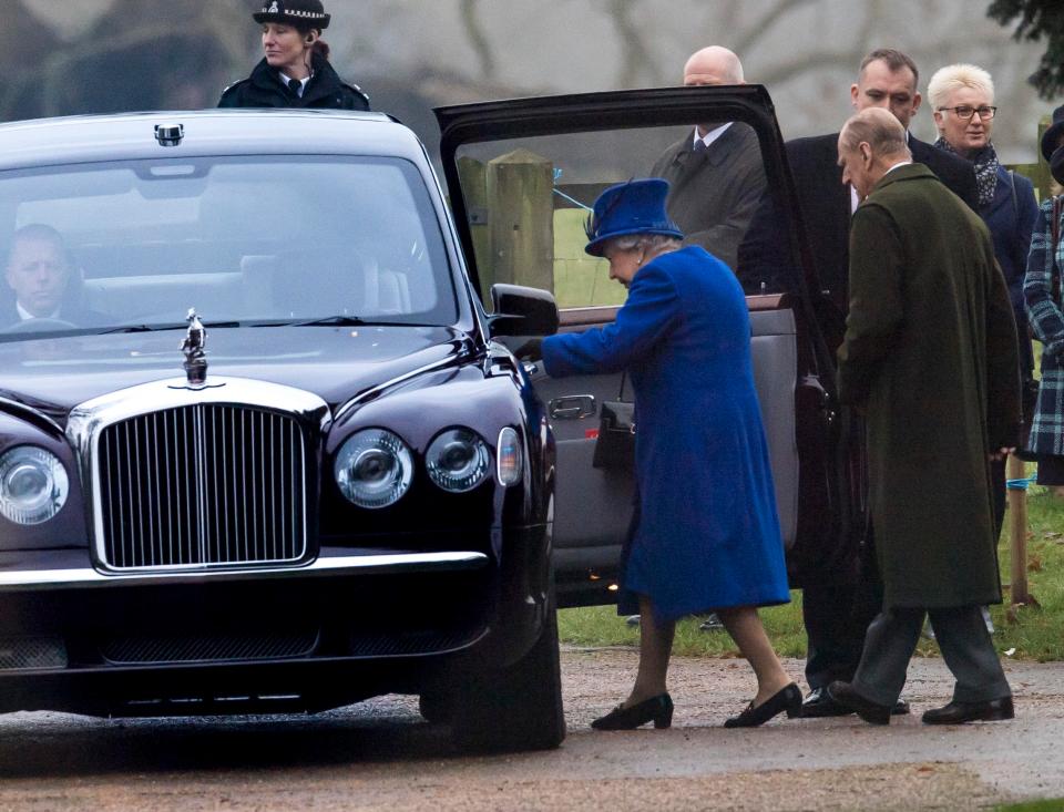  The Queen gets back in the Bentley with Phillip