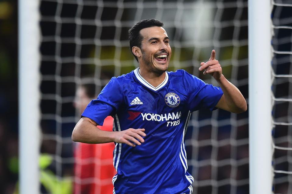  Pedro celebrates putting Chelsea in front