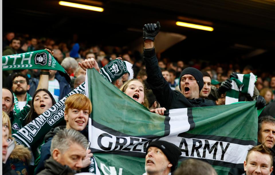  League Two Plymouth took 9,000 fans to Anfield on Sunday in the FA Cup