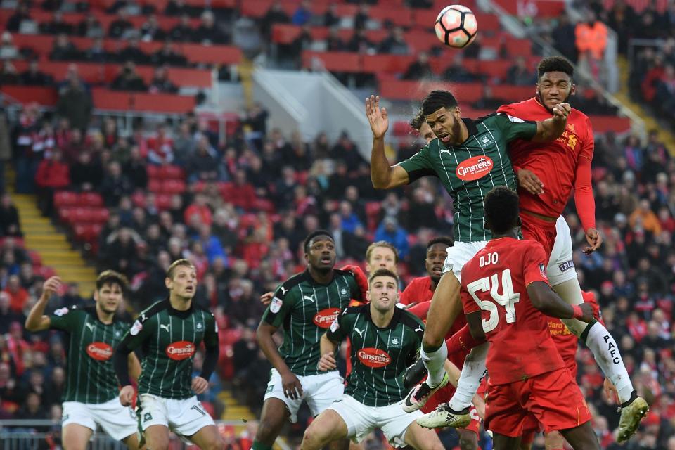  It was very much a backs-to-the-wall performance from League Two Plymouth today at Anfield