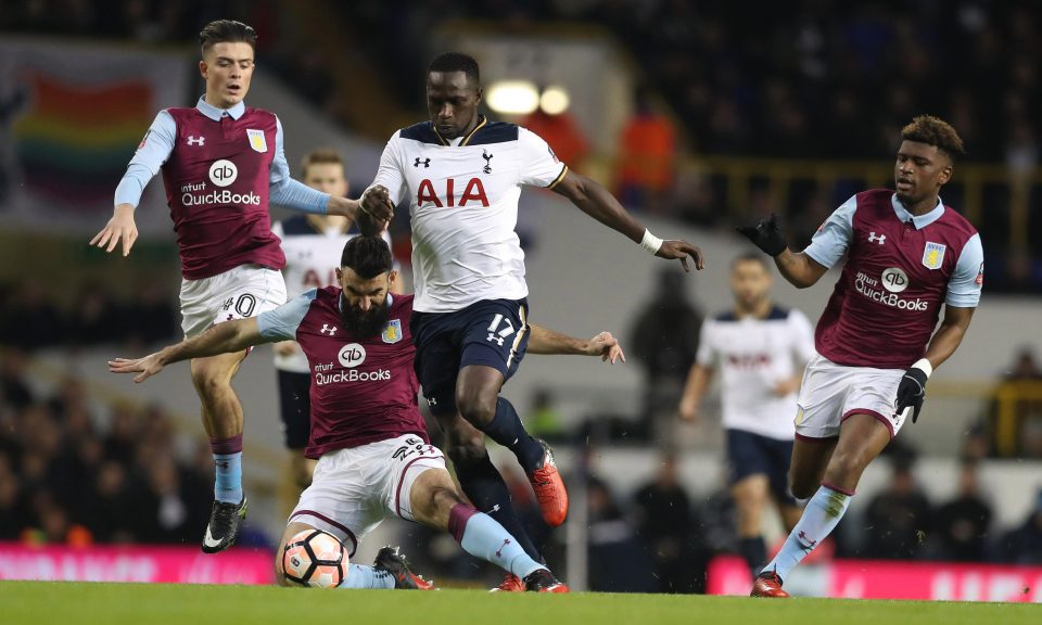  Moussa Sissoko tries to run beyond the Villa backline in a dull first half