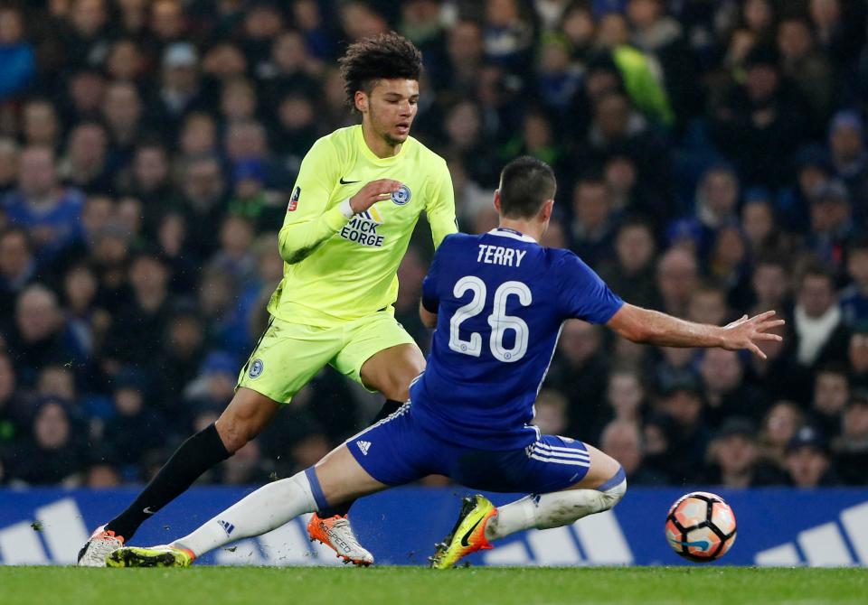  John Terry was sent off for a professional foul on Lee Angol