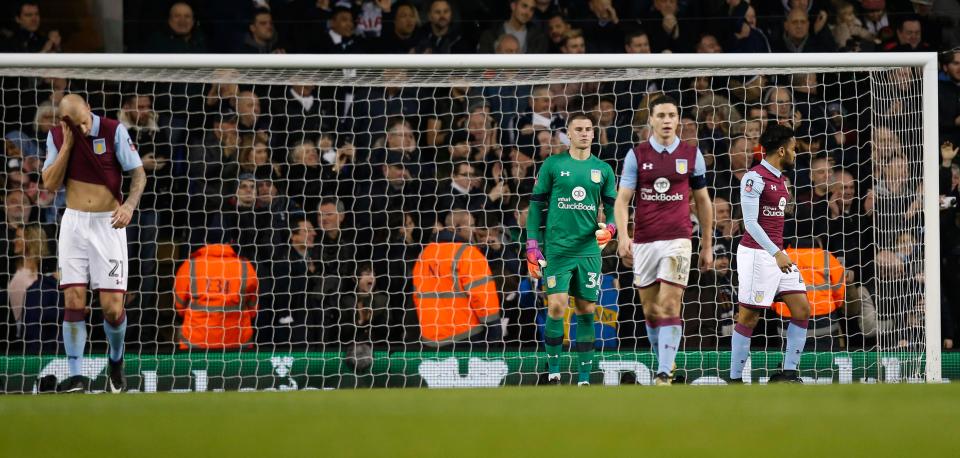  Villa look dejected as Spurs finally had the last laugh as their pressure told